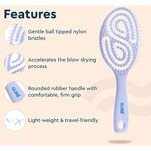 Gubb French Hues Oval Vent Hair Brush For Styling, Detangling And Grooming For Men And Women |Straightens & Detangles Curly Hairs | Reduces Hair Breakage And Promotes Hair Growth|Best Hair Brush For All Hair Types