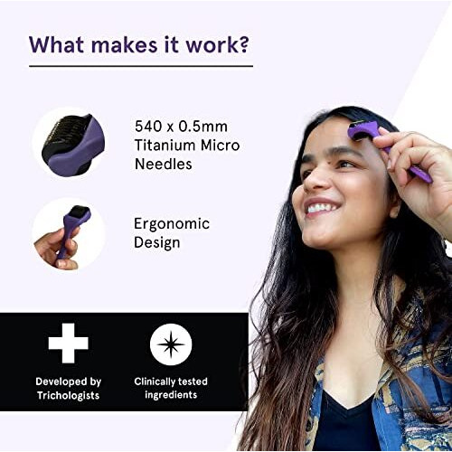 Bodywise Advance Derma Roller For Women | 540 Micro 0.5Mm Titanium Alloy Needles | Faster Absorption Of Oils & Serums | Reduces Hair Fall & Stimulates Hair Follicles | Safe, Easy & Effective To Use