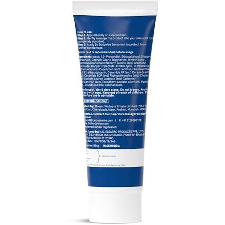 Be Bodywise 1% Peptide & Ceramide Moisturizer (50G) | Retains Moisture Upto 72 Hours | Strengthens Skin Barrier, Soothes Irritation & Redness | Lightweight, Fragrance Free Formula