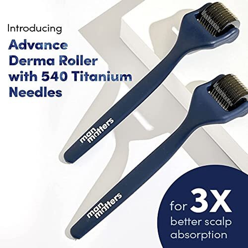 Man Matters Advance Derma Roller With Disinfectant | For Scalp & Beard | 540 Micro 0.5Mm Titanium Alloy Needles | Reduces Hair Fall, Stimulates Hair Follicles | Safe & Effective