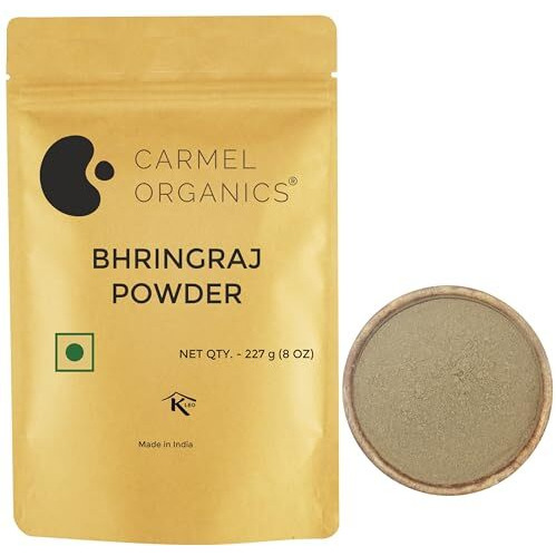 Carmel Organics Bhringraj Powder 227 Grams For Hair Care For Hair Growth, Scalp Health & Dandruff Control | Natural | No Added Preservatives And Additives| Karisalankanni
