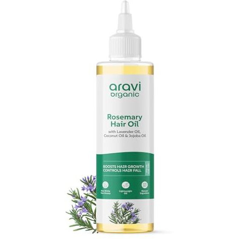 Aravi Organic Rosemary Lavender Hair Oil For Healthy Scalp, Hair Roots - 100% Pure & Natural - For Hair Growth & Hair Fall Control - 200 Ml