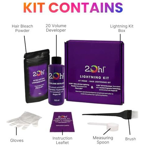 2.Oh Italian Lightning Kit | Diy Hair Bleach Kit For Hair Color With Plex, Argan Oil & Comfort Fragrance Technology That Helps Prevents Hair Damage