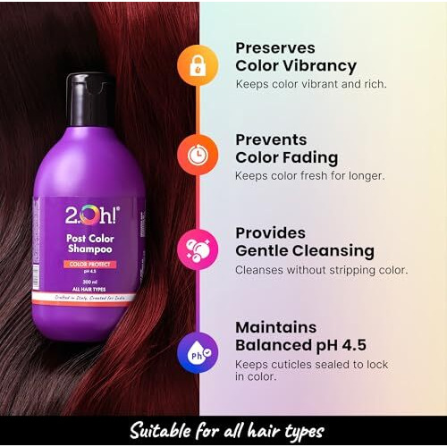 2.Oh Italian Post Color Shampoo With Color Protect Complex | Daily Use Shampoo For Coloured Hair With Ph 4.5 | Anti Frizz Shampoo For Color Treated Hair | Colour Protect Shampoo For Women And Men