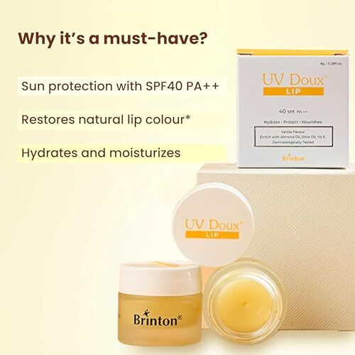 Uv Doux Lip Lightening Balm With Spf 40 Pa ++ | Enriched With Almond Oil, Olive Oil & Vitamin E | Restores Natural Lip Colour | Hydrates, Protects, Nourishes | Expert Care, Dermatologically Approved , 8Gm