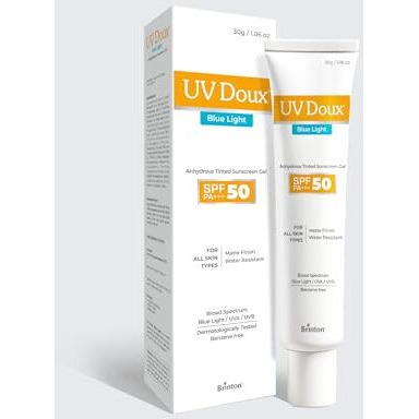 Brinton Uv Doux Blue Light Sunscreen Protection Gel Spf 50 Pa+++ Uva/Uvb For Men & Women | Matte Finish & Water Resistant | For All Skin Types, 30G