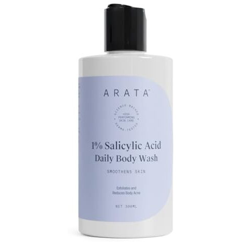 Arata 1% Salicylic Acid Body Wash For Bacne, Bumpy & Strawberry Skin | Exfoliates, Cleanses & Smoothens Un-Even, Rough Skin | Paraben & Sls Free |Body Shower Gel For All Skin Types | 300Ml