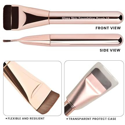 Milagro Beauty Glass Skin Foundation Professional Brush (18) | Full Coverage & Finish| Ultra Soft Bristles | Easy Blending For Cream & Liquid Foundation Application