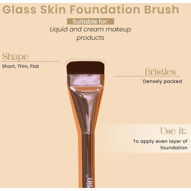 Milagro Beauty Glass Skin Foundation Professional Brush (18) | Full Coverage & Finish| Ultra Soft Bristles | Easy Blending For Cream & Liquid Foundation Application