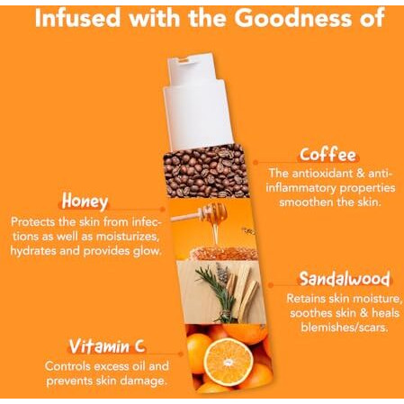 Bella Vita Organic Vitamin C-Glow Natural Face Wash With Honey, Aloe And Sandalwood, Oil Control, Acne Removal And Glowing Skin For Men And Women - 100 Ml