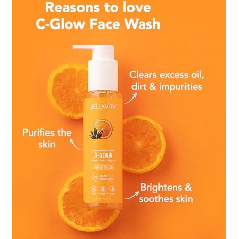 Bella Vita Organic Vitamin C-Glow Natural Face Wash With Honey, Aloe And Sandalwood, Oil Control, Acne Removal And Glowing Skin For Men And Women - 100 Ml