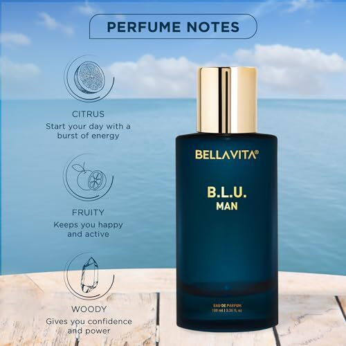 Bella Vita Luxury B.L.U Men Eau De Parfum Liquid Perfume With Lemon, Apple, Musk|Fresh, Refreshing, Energising Long Lasting Edp Fragrance Scent 100Ml