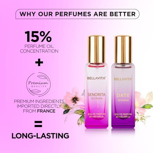 Bellavita Date & Senorita Woman Perfume Combo With Jasmine, Vanilla, Lotus & Musk | Edp Fragrance Scent, Pack Of 2, 20 Ml Each