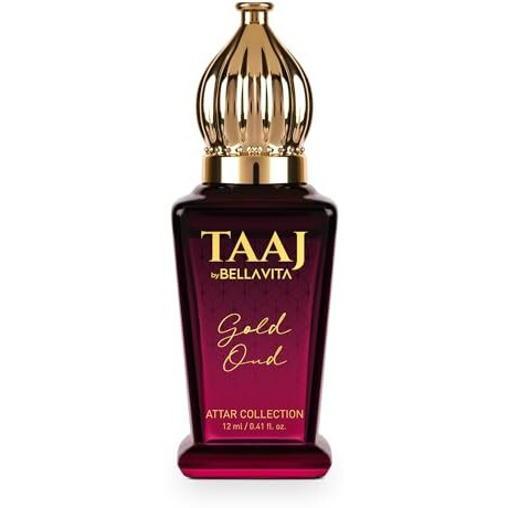 Bellavita Taaj Gold Oud Unisex Long Lasting Attar For Man And Woman 12Ml | Caramel, Rose, Jasmine And Orris | Non-Alcoholic Roll On | Ideal Gift For Men And Women