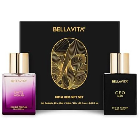 Bellavita Ceo Man & Date Woman Gift Set | Long Lasting Edp 2X50Ml Perfume For Men And Women | With Lemon, Lavender | Floral, Fruity, Woody Long Lasting Edp Fragrance Scent