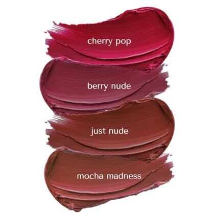 Bellavita Mini Kiss Proof Liquid Lipstick Gift Set Of 4 X 2Ml | Smudge & Transfer-Proof | Intense Moisturisation | Just Nude + Berry Nude + Mocha Madness + Cherry Pop | Lipstick Combo Set