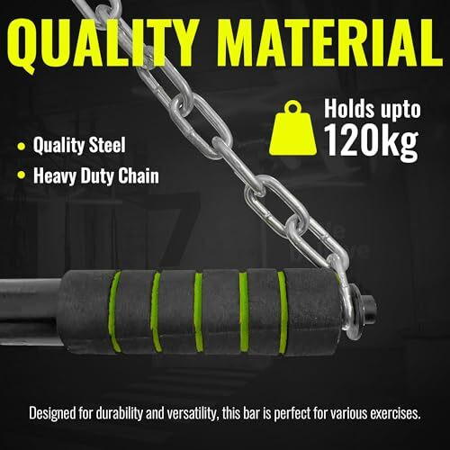 Slovic 5 Ft Chin Up Bar [120 Kg Capacity] | Gym Epuipment For Home Workout | Pull Up Bar Wall Mounted Hanging Rod For Height Increase For Kids & Adults| Anti Skid Grip Chin Up Bar For Home Workout
