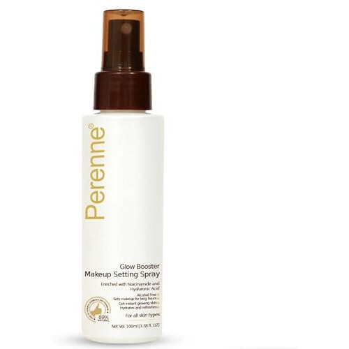 Perenne Glow Booster Makeup Setting Spray With Hyaluronic Acid, Aloe Vera And Niacinamide| Natural Dewy Finish| Hydrating| Long Lasting Makeup Fixer|Alcohol Free| Paraben Free (100 Ml)