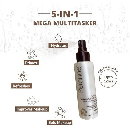 Perenne Glow Booster Makeup Setting Spray With Hyaluronic Acid, Aloe Vera And Niacinamide| Natural Dewy Finish| Hydrating| Long Lasting Makeup Fixer|Alcohol Free| Paraben Free (100 Ml)