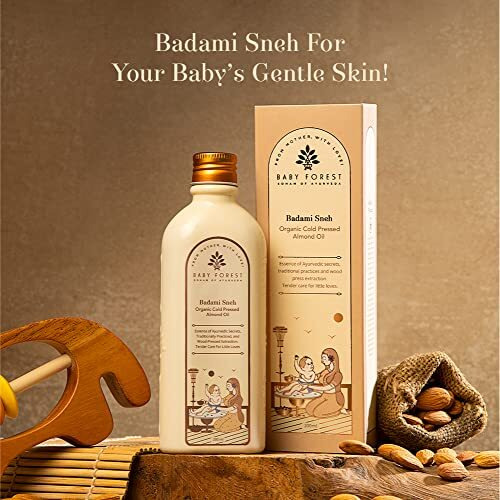 Baby Forest Badami Sneh Organic Cold Pressed Almond Oil | Derma Safe | Cold Pressed Almond Oil For All Types Of Baby Hair & Skin | Bpa & Cruelty-Free | 200 Ml