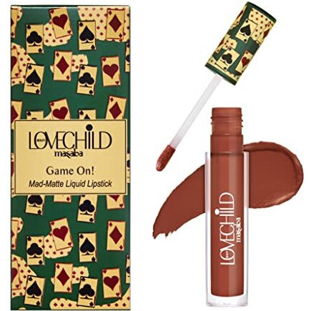 Lovechild Masaba Game On - Hukum - Liquid Matte Lipstick, Pecan Brown Velvet Smooth, Non-Sticky, Hydrating & Moisturising, Lasts Up To 12 Hours, 5Ml