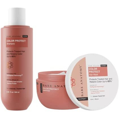 Bare Anatomy Color Protect Shampoo + Hair Mask Kit For Coloured And Treated Hair | Provides 8 Weeks Of Protection, Contains 17 Amino Acid Complex & Quinoa Protein, For Dry & Frizzy Hair, 250Ml + 250G