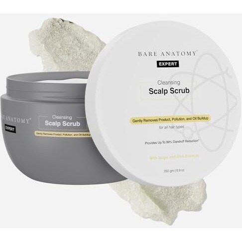 Bare Anatomy Scalp Scrub With Natural Ahas, Coconut & Sugar | Get Up To 99% Dandruff Reduction | Dandruff Remover | Oily Scalp Exfoliator Hair Scrub | Sulphate & Paraben Free | For Women & Men | 250G