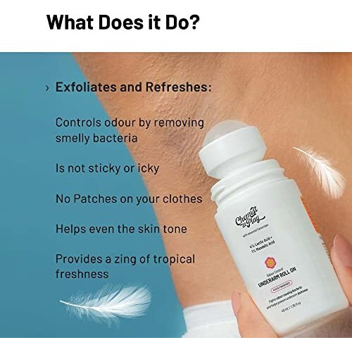 Chemist At Play Underarm Roll-On With 5% Lactic Acid & 1% Mandelic Acid | Prevents Odour, Brightens Skin & Exfoliates Underarm | Long Lasting Peach & Aqua Fragrance | 80Ml(Pack Of 2)