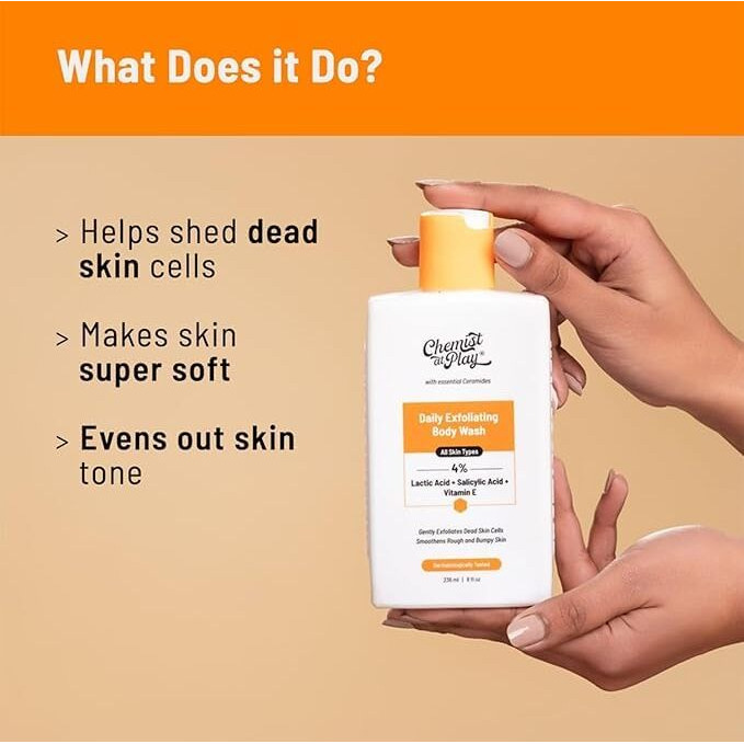 Chemist At Play Exfoliating Body Scrub For Removing Tan & Dead Skin Cells (Body Scrub + Body Wash)