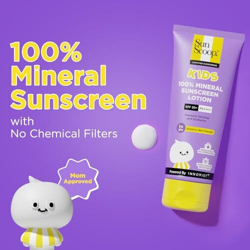 Sunscoop Kids 100% Mineral Sunscreen Lotion Spf 30+ Pa++++ | Paediatrician Recommended | Prevents Tanning & Sunburn | Sweat & Water Resistant | Safe For Sensitive Skin | For 1+ Years | 75 Gm