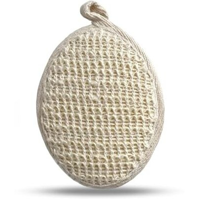 Rusabl Ramie Bath Loofah For Body Deep Cleansing And Scrubbing (Pack Of 1, Oval) Reusable Exfoliating Scrub Sponge, Made Of Natural Fibre, Scrubber For Unisex, Cleanses And Gently Exfoliates Skin