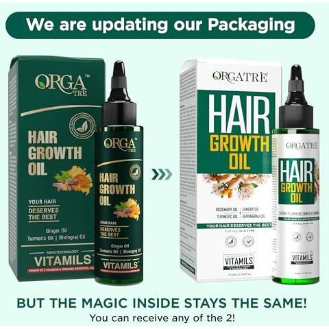 Orgatre Hair Growth Oil - 100Ml | Anti Hairfall & Hair Regrowth | 28 Natural Ingredients With Bhringraj & Brahmi | Paraben, Sulfate & Mineral Oil Free | Stronger, Thicker Hair For Men & Women