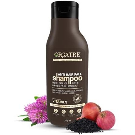 Orgatre Anti Hair Fall Shampoo For Men & Women For Hair Fall Dry & Frizzy Hairs| Sulphate Free Paraben Free Chemical Free Powered With Redensyl - 250 Ml