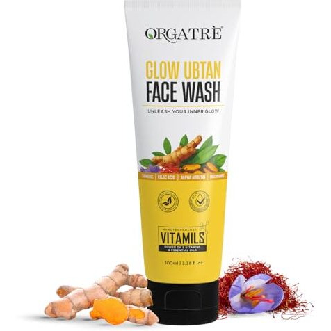 Orgatre Glow Ubtan Face Wash With Turmeric, Kojic Acid & Niacinamide For Brightening, Tan Removal & Even Skin Tone - 100Ml | Dermatologically Tested | Suitable For Men & Women