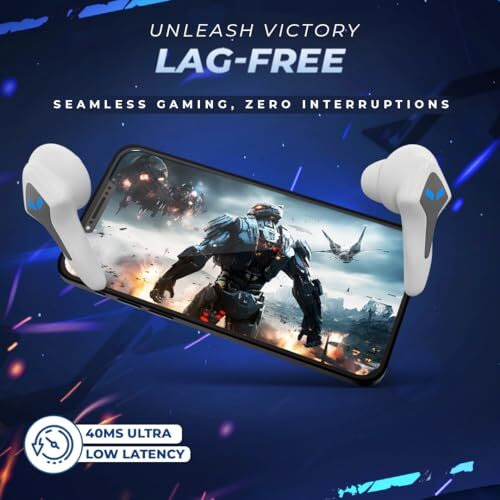 Lapcare Champ Series Pro In Ear Buds, Up To 50Ms Low Latency & Built-In Mic, 60H Playtime, Ipx5 Sweat & Water Resistant, Touch Controls & Voice Control, Super Fast Charging (White)