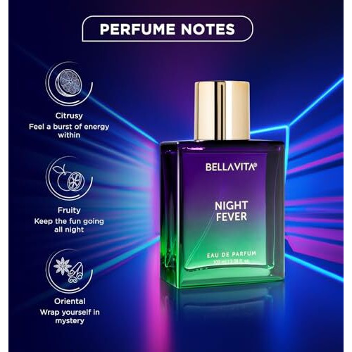 Bellavita Night Fever | Long Lasting Eau De Parfum 100Ml Perfume For Man And Woman | With Bergamot Mandarin, Peach, Musk & Vanilla | Fruity Premium Unisex Fragrance Scent