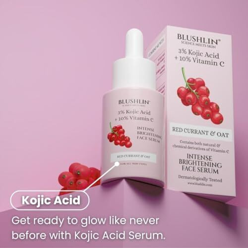 Blushlin 3% Kojic Acid Face Serum For Glowing Skin With 10% Vitamin C & Ginseng | Niacinamide Serum For Pigmentation And Dark Spot | Face Serum For Men & Women (30 Ml)