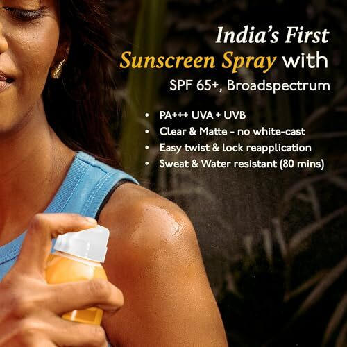 Asaya Spf 65+ Waterproof Sunscreen Spray | Broad Spectrum Uva/B Protection | Blue Light Sunscreen Protection | Quick Drying & Lightweight | No White Cast & Invisible Finish | Matte Finish | With Aloe Vera Extract For Hydration | Sweat & Water Resistant | Easy Reapplication | For Men & Women | Oily & Dry Skin | Face & Body | 100Ml