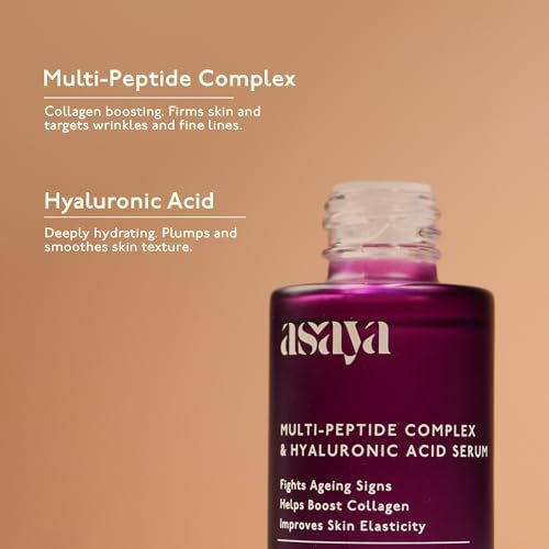 Asaya Multi Peptide Face Serum With Hyaluronic Acid | Collagen Boosting, Hydrating Overnight Repair Serum | Advanced Anti-Aging Formula | Skin Renewal Boosting Facial Essence | Reduces Fine Lines & Wrinkles | Glowing Skin | Face Serum | 5% Tripeptide Complex | For Women & Men | | Oily, Dry & Sensitive Skin | 30 Ml