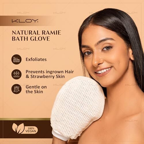 Kloy Natural Ramie Bath Glove Scrubber Exfoliator For High Lather Cleansing (Pack Of 1)