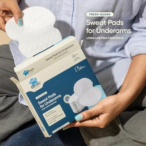 Bloom Sweat Pads For Underarms | 14 Pads (7 Pairs) | For Underarm Sweat Stains & Foul Odour | Breathable Material For Quick Absorption | Ultra Thin And Deodorising | Self-Adhesive Sweat Pads |