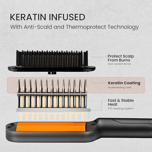 Tash Hair Glide - Cordless Hair Straightener Brush | Everyday Hair Styler For Men & Women With Negative Ion | Portable And Rechargeable With Multiple Temperature And Heat Settings | Natural Straight, Shiny And Frizz Free Hair | 60 Min Runtime- Noir