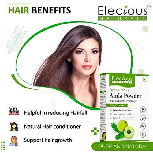 Elecious Naturals Amla Powder For Hair Growth (250 Grams) | Ideal For Hair & Skin | 100% Natural, No Preservatives, No Color Or Fragrance Added