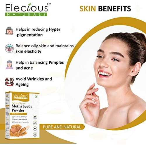 Elecious 100% Methi Seed Powder For Hair Growth - 200 G | Fenugreek Powder | 100% Pure And Natural | Ideal For Hair Care, Hair Growth, Skin Care And Eating