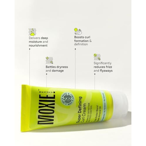 Moxie Beauty Super Defining Curl Cream - 96% Hair Moisture Retained | For Curly & Wavy Hair | Made With Mango Seed, Cocoa Butter & Almond Oil | (120 Ml)