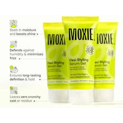 Moxie Beauty Flexi Styling Serum Gel - Medium Hold & 94% Users Reported Frizz Reduction | Non-Crunchy, Non-Sticky | For Frizzy, Dry, Wavy, Curly Hair | Sulphate, Paraben & Silicone Free | 120 M