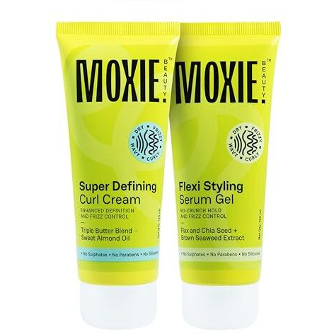 Moxie Beauty Curly Vibe Setter Duo | Boosts Definition & Retains 96% Moisture | Super Defining Curl Cream (120 Ml) & Flexi Stying Serum Gel (120 Ml)