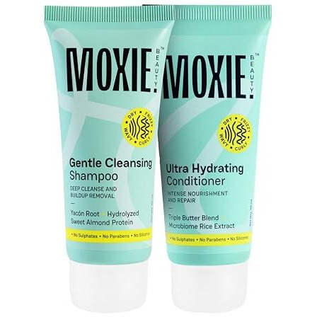 Moxie Beauty Shampoo & Conditioner Travel Combo | 1.5X Stronger Hair | Paraben And Sulfate-Free | Rinse & Shine Travel Duo | Gentle Cleansing Shampoo (50Ml) & Ultra Hydrating Conditioner (50Ml)