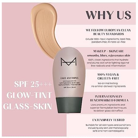 House Of Makeup Tinted Moisturizer | Face Skin Tint Foundation With Hyaluronic Acid, Niacinamide | Bb Cream For Women & All Skin Type | Glowy, Dewy, Glass Look Makeup For Women | Cc Cream For Oily Skin | Spf 25 | 35 Ml (M10-Medium Tone)