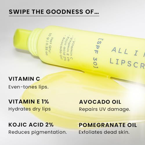 Hyphen All I Need Lipscreen With Spf 30 & 2% Kojic Acid -Moisturizing, Sun Protection|Smooth Lips, Tan Removal For Women And Men|Lip Balm Spf|Chapped Dry Lips | Peptide|Vegan,Sls & Paraben-Free -10 Gm